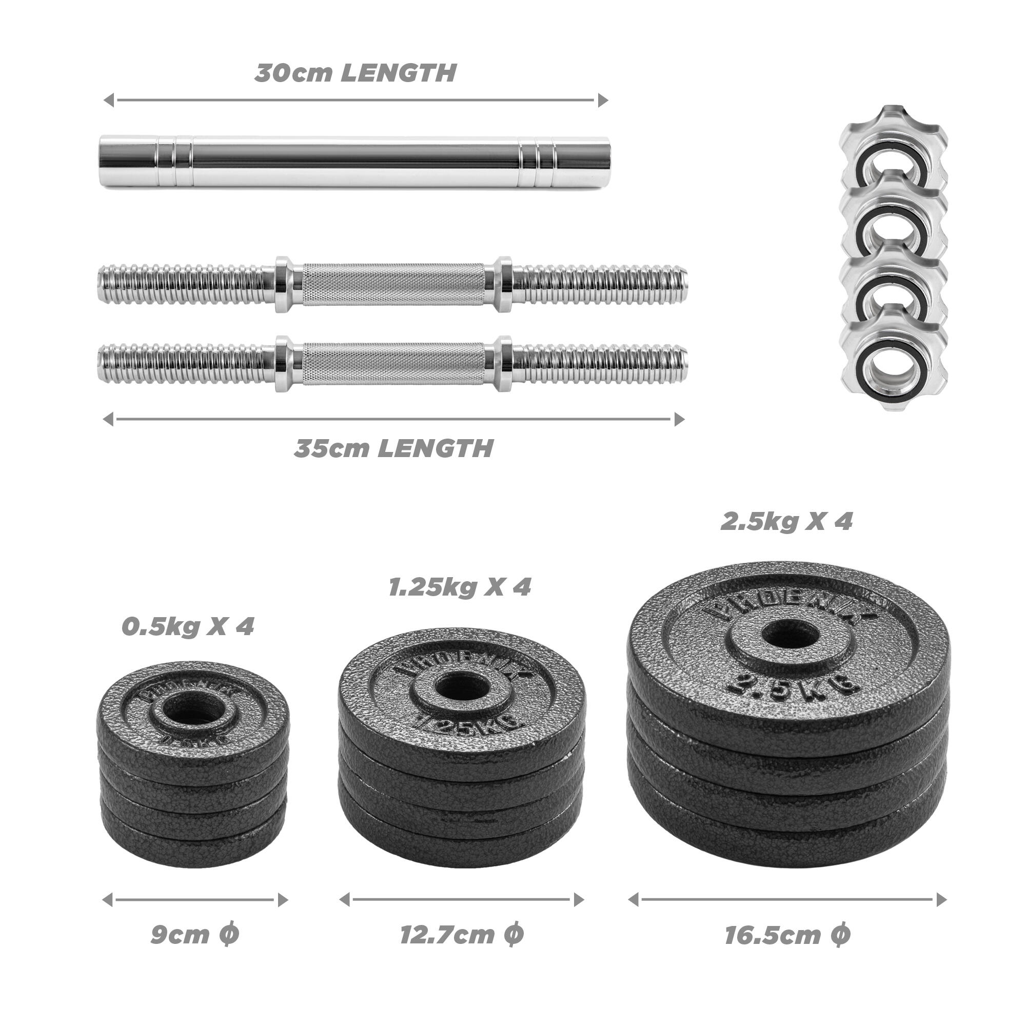 20KG Cast Iron Adjustable Dumbbell and Barbell Weight Set for Home