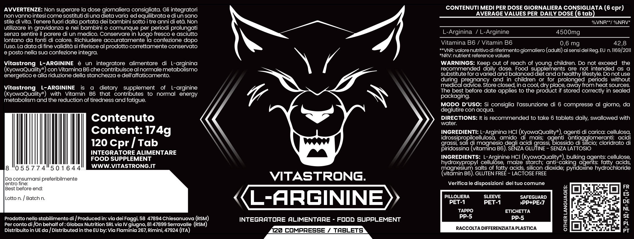 L-Arginina Vitastrong - SOLO 100% KYOWA QUALITY® -  Arginina Pura HCL 2/2