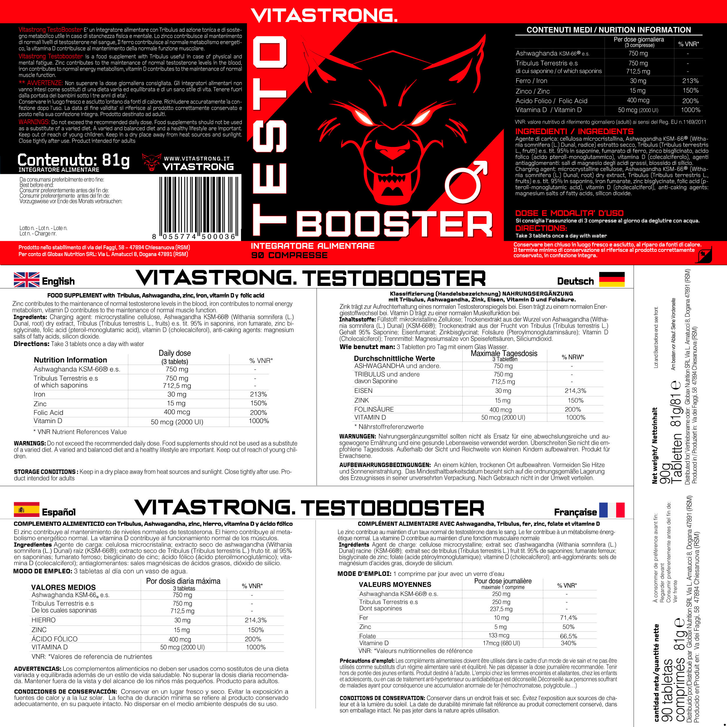 TESTOBOOSTER Vitastrong  - Azione Rapida e Potente, -  Tribulus, Ashwaganda 6/6