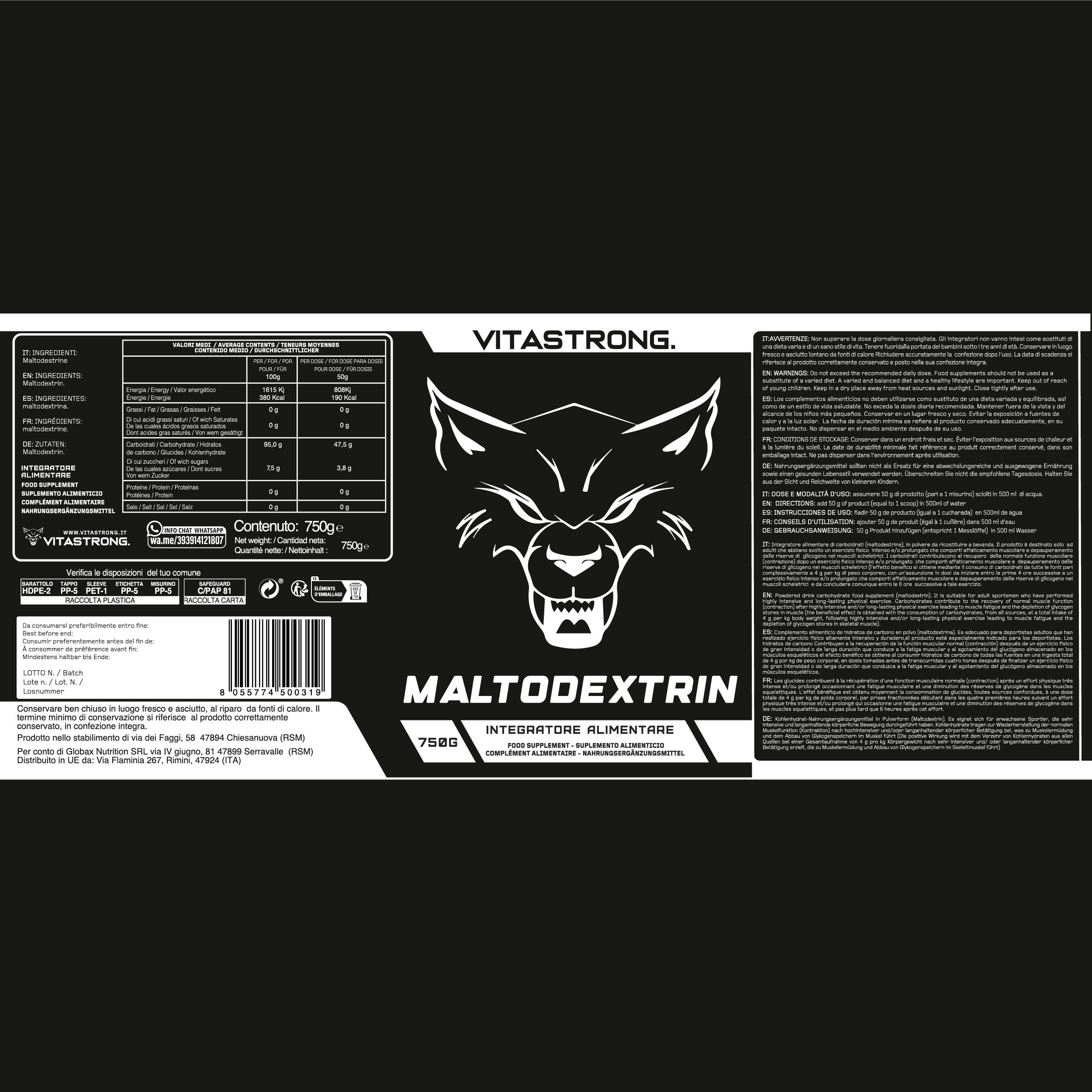 Maltodestrine Vitastrong - Carboidrati di Nuova Generazione - 100% Pura 6/6