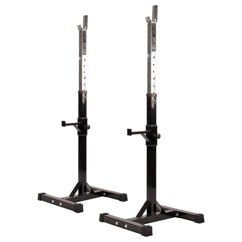 Kit Musculación Barra Curl Ez  con Rack Sentadillas Gorilla Sports Negro 35 Kg