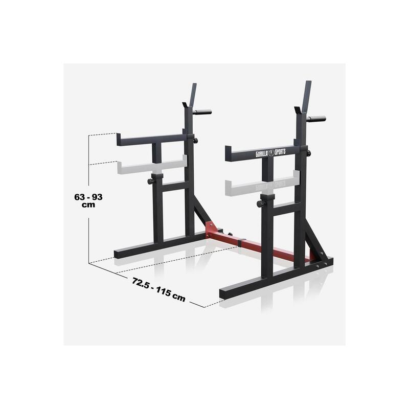 GORILLA SPORTS RACK A SQUATS ET DÉVELOPPÉ COUCHÉ RÉGLABLE | MUSCULATION