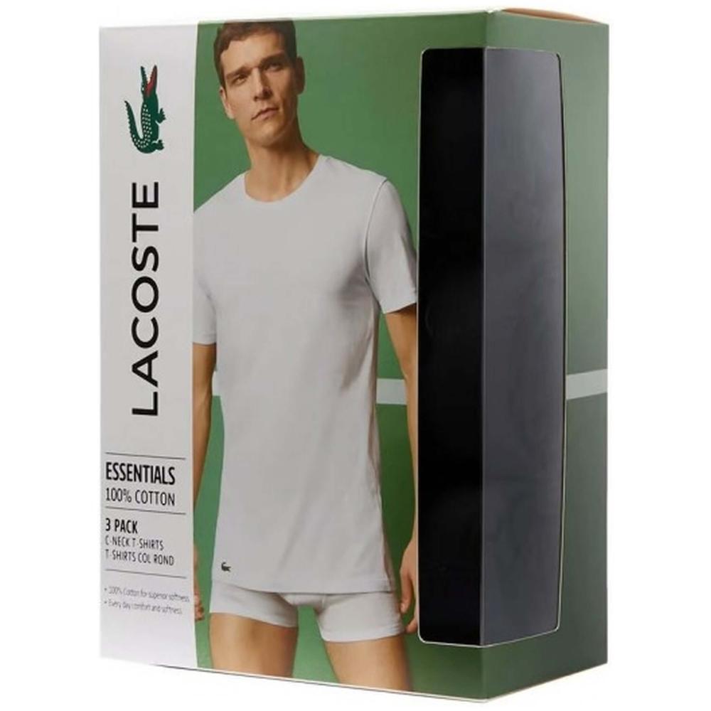 T-shirt de manga curta Lacoste Essentials 3p para homem em preto 3/5