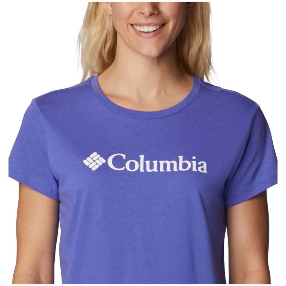 T-shirt Columbia Trek de manga curta para mulher em azul 3/4