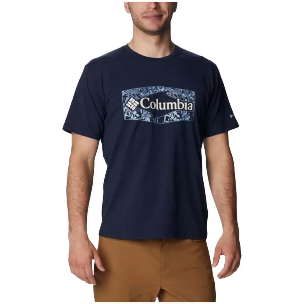 Camiseta de manga corta para hombre Columbia Técnica sun trek™ en color azul 1/4