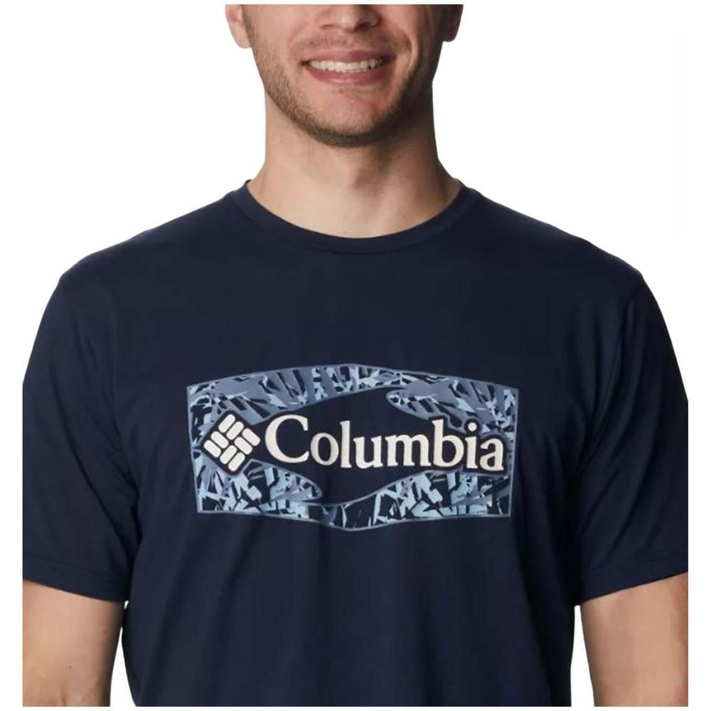 Camiseta de manga corta para hombre Columbia Técnica sun trek™ en color azul 3/4