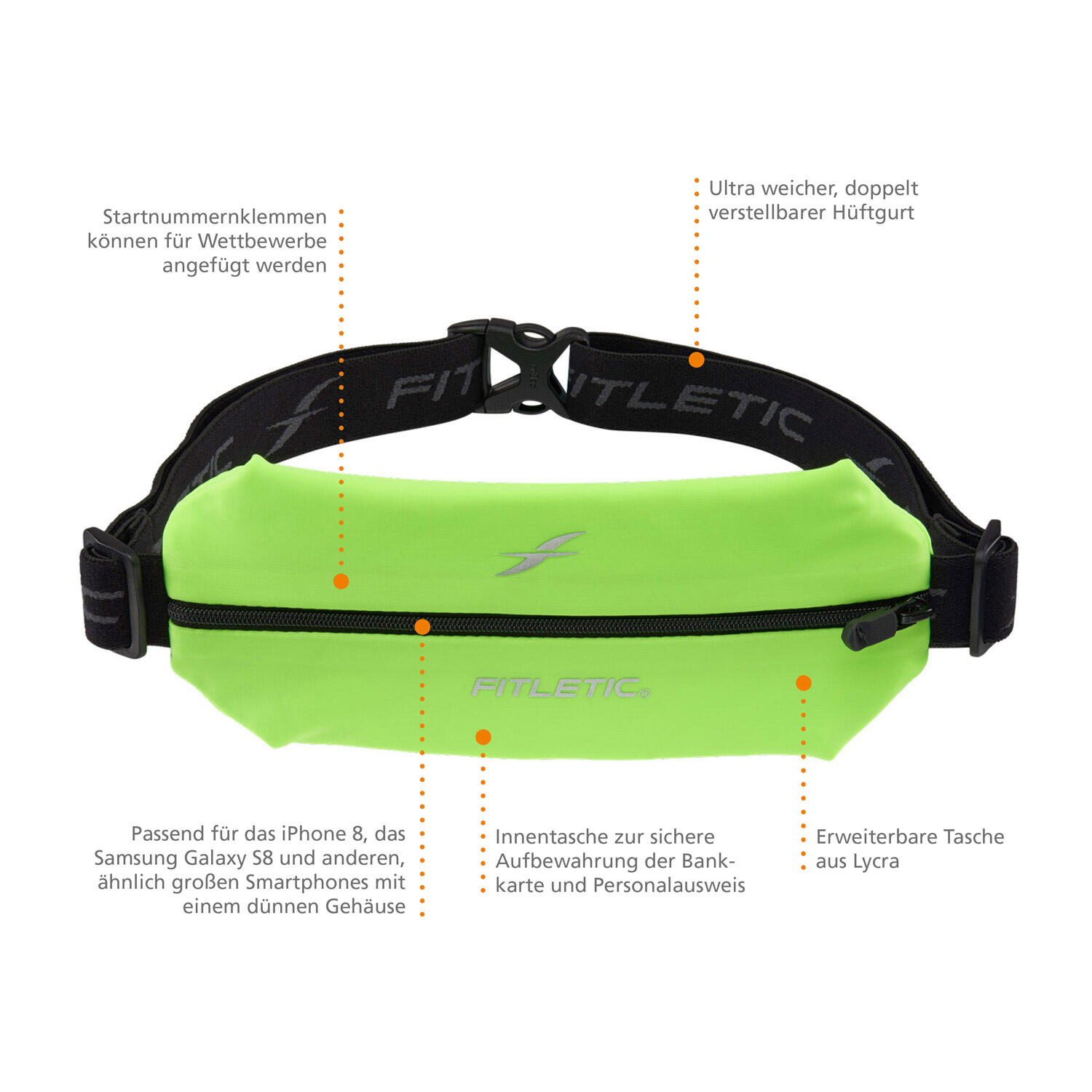 Ceinture 1 poche élasthanne grand format Fitletic 3/4