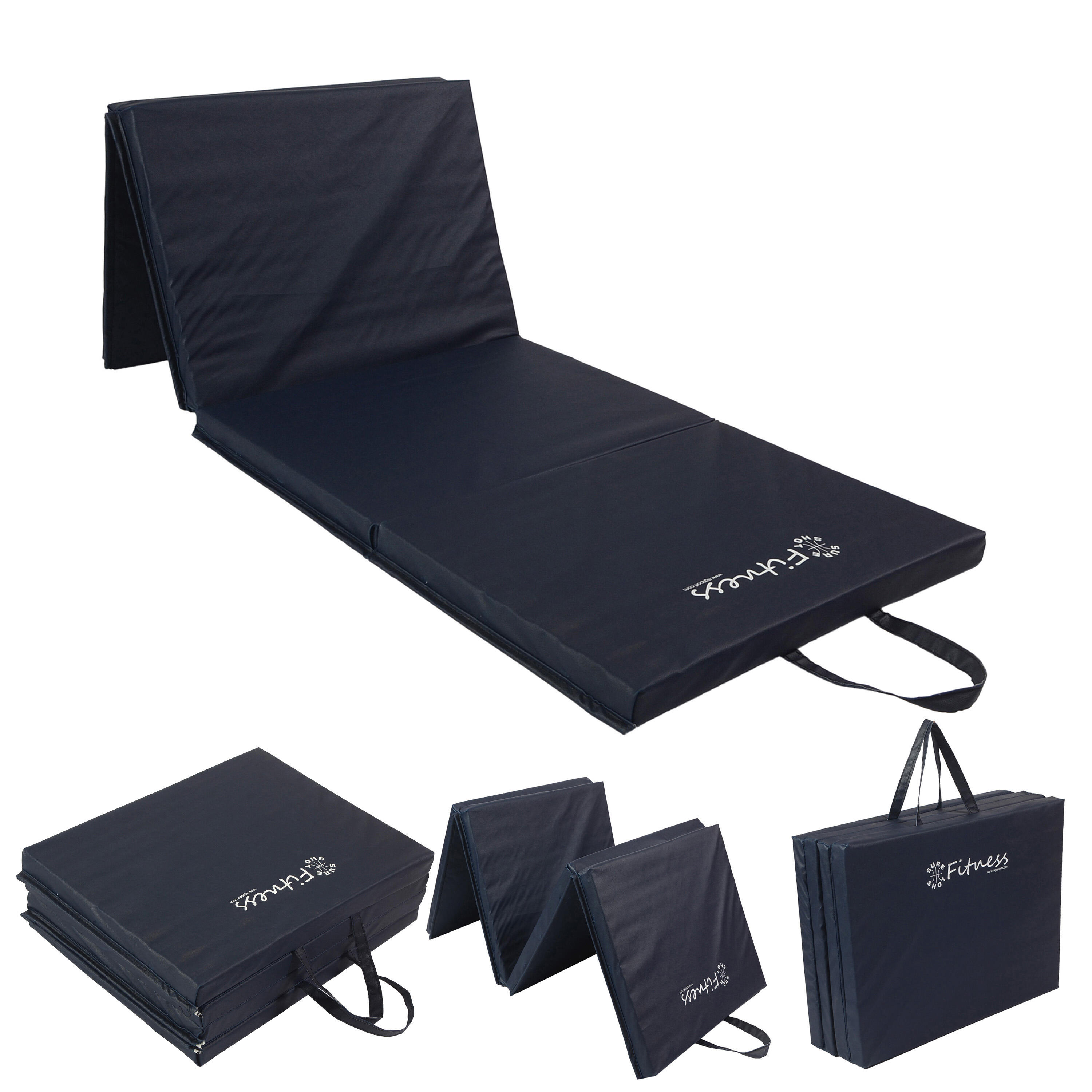 SURE SHOT Sure Shot Fitness Four-Fold 6ft x 2ft Mat 40mm Navy