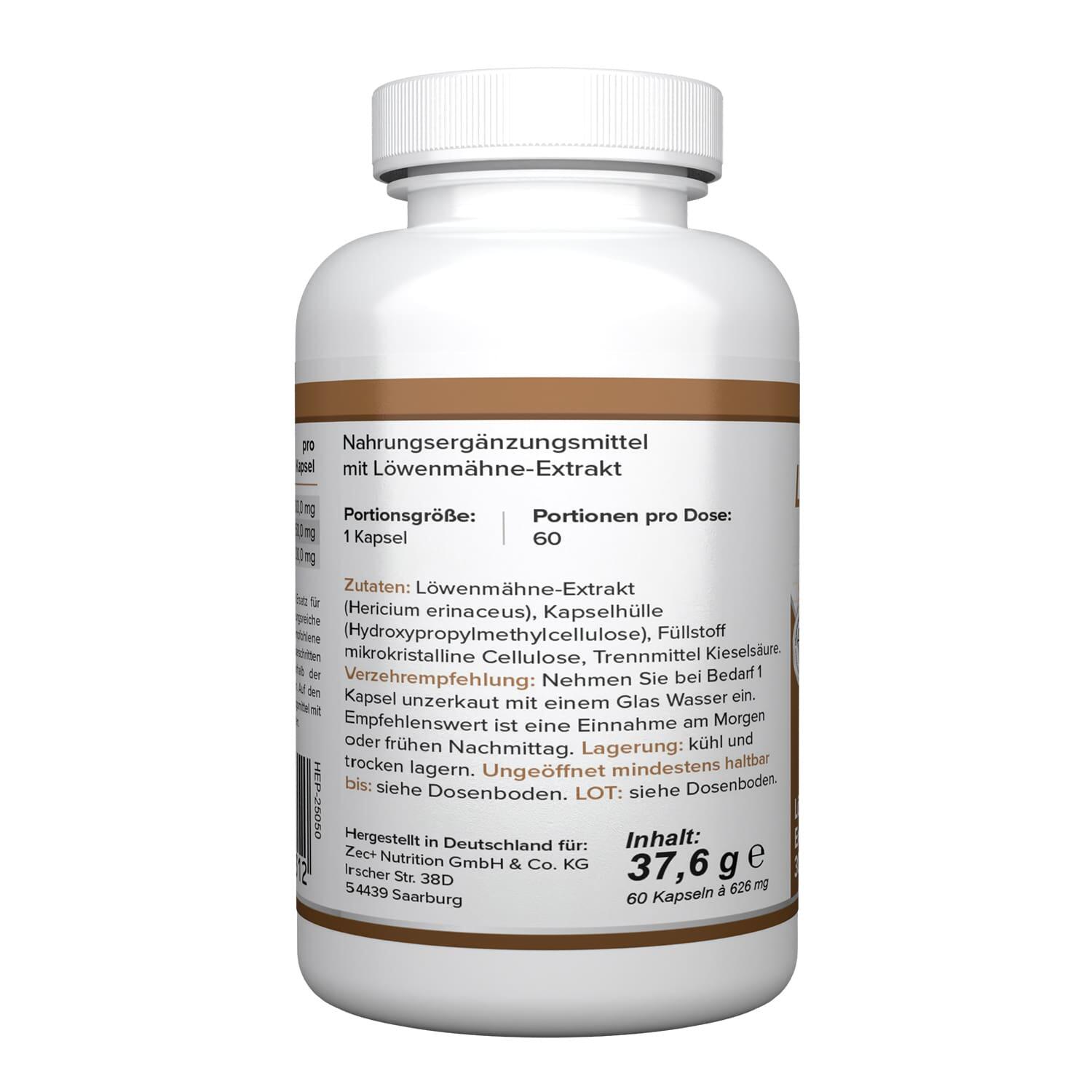 Zec+ Health+ Lion's Mane Extract (60 caps) Unflavoured 2/3