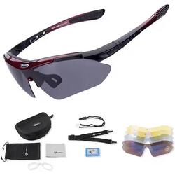 Lunettes de vélo polarisées Rockbros 10001 - Noir et rouge