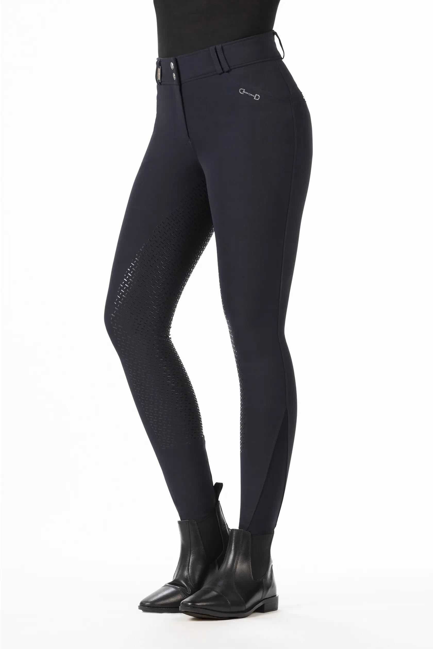 Damen Reithose Monaco Crystal Style Silikon Vollbesatz Dunkelblau 2/6