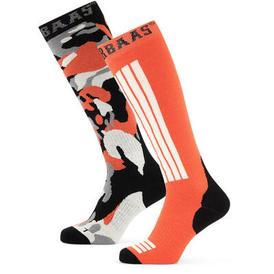 Poederbaas skisokken camo orange multi - 2 paar