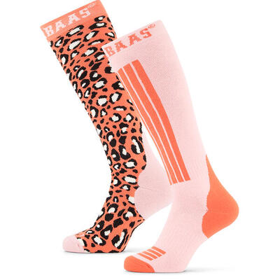 Poederbaas skisokken panther orange multi - 2 paar