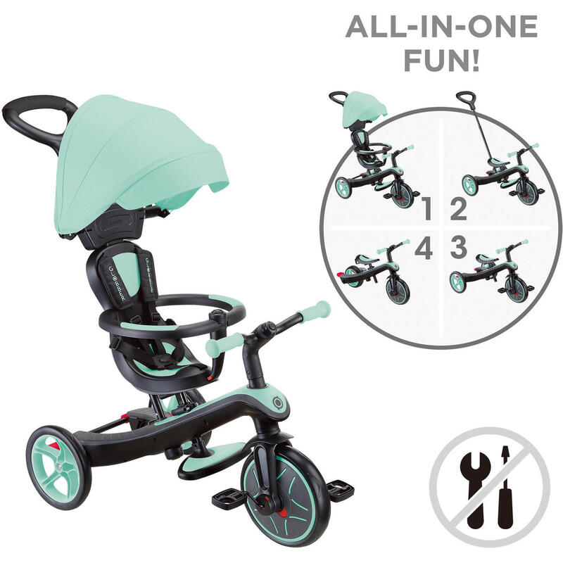 Tricycle évolutif pour bébé EXPLORER 4 en 1 - Vert menthe