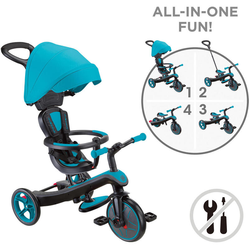 Tricycle évolutif pour bébé EXPLORER 4 en 1 - Bleu Canard