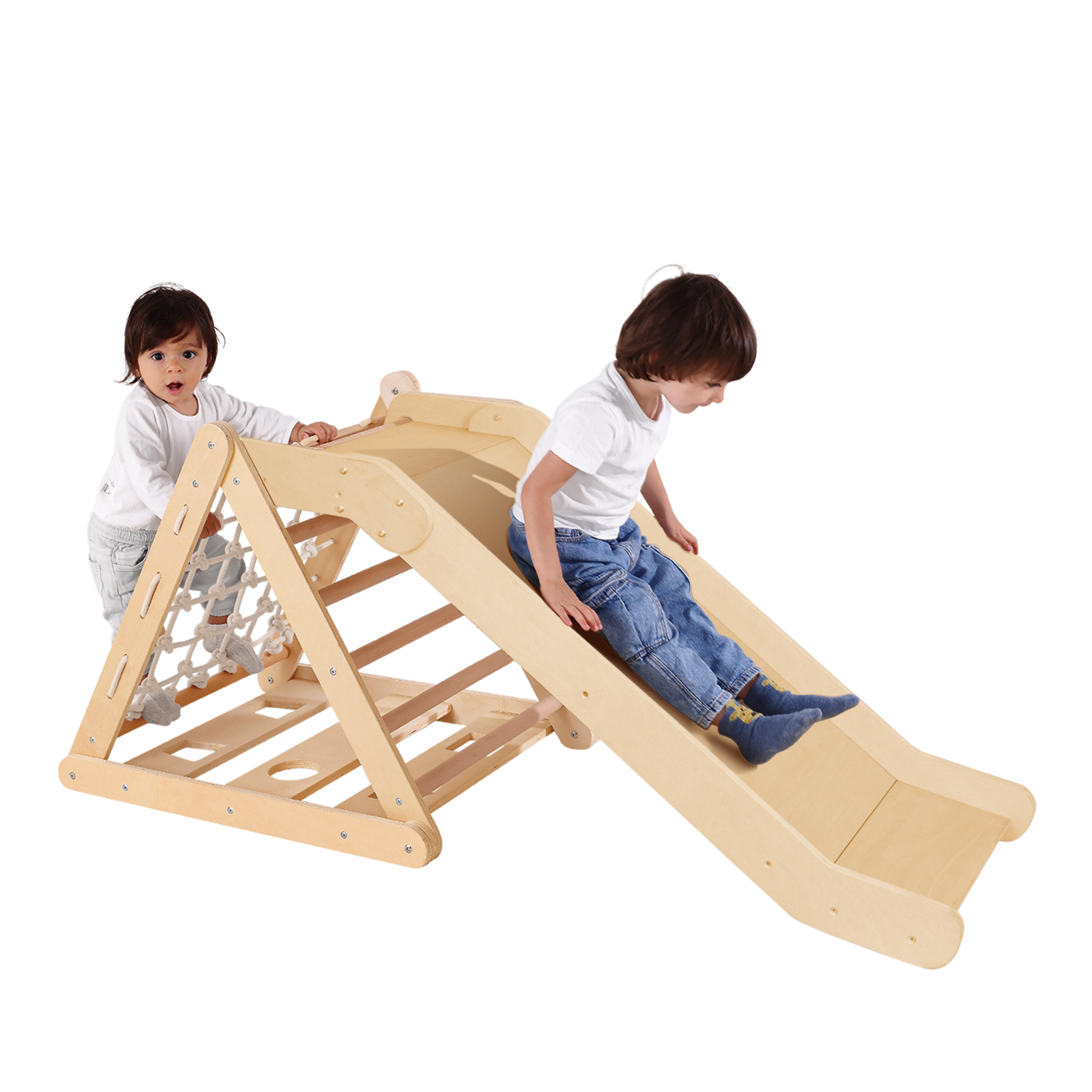 Triangle d'escalade 2 en 1 avec toboggan - Bois, Naturel, Sammie 2-en-1 6/6