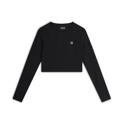 Haut court à manches longues en tissu technique côtelé