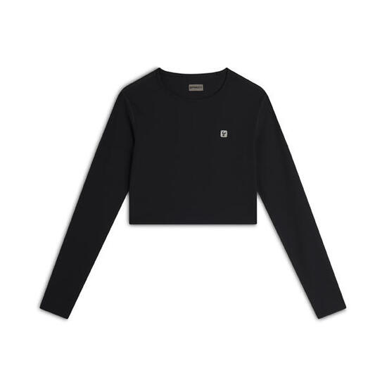 Haut court à manches longues en tissu technique côtelé