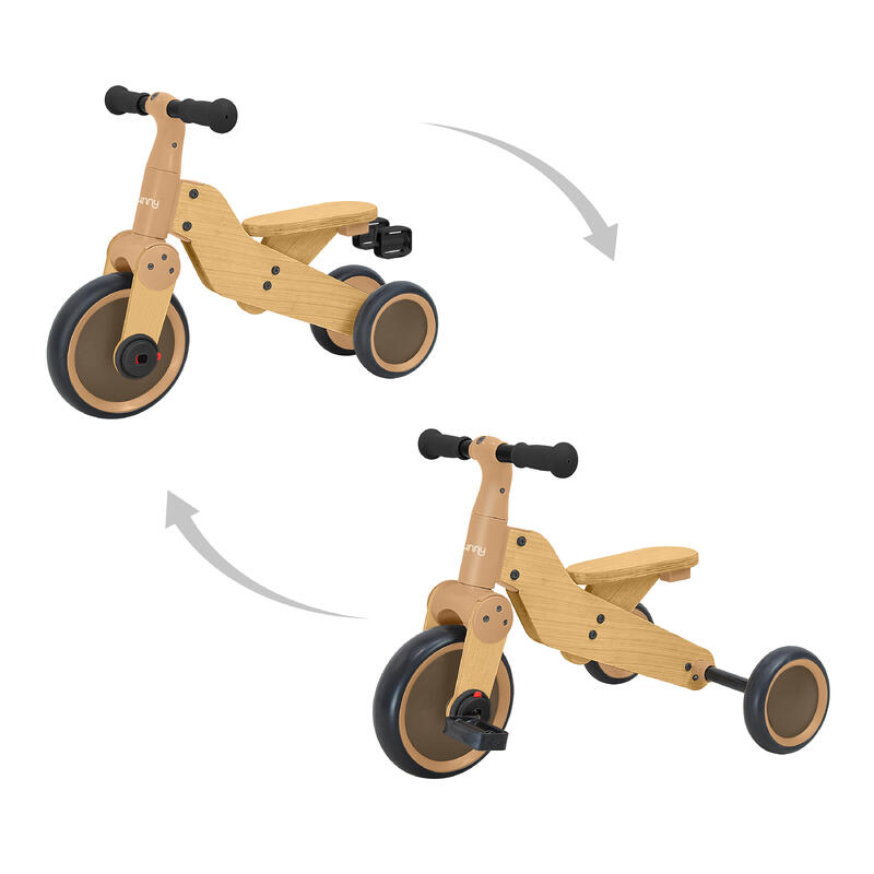 Sunny Walker 2-in-1 1000 Loopfiets- Hout, 3 wielen, 2/5 jaar