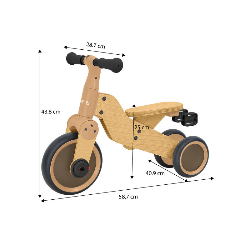 Sunny Walker 2-en-1 1000 Draisienne/Tricycle - Bois, 3 roues, 2/5 ans