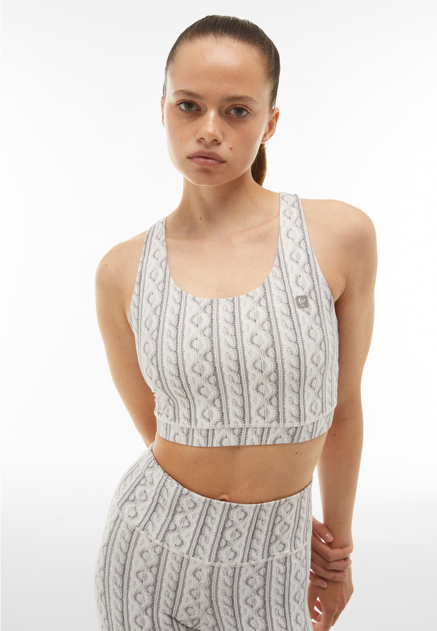 Reggiseno sportivo con stampa fotografica effetto tricot 2/5