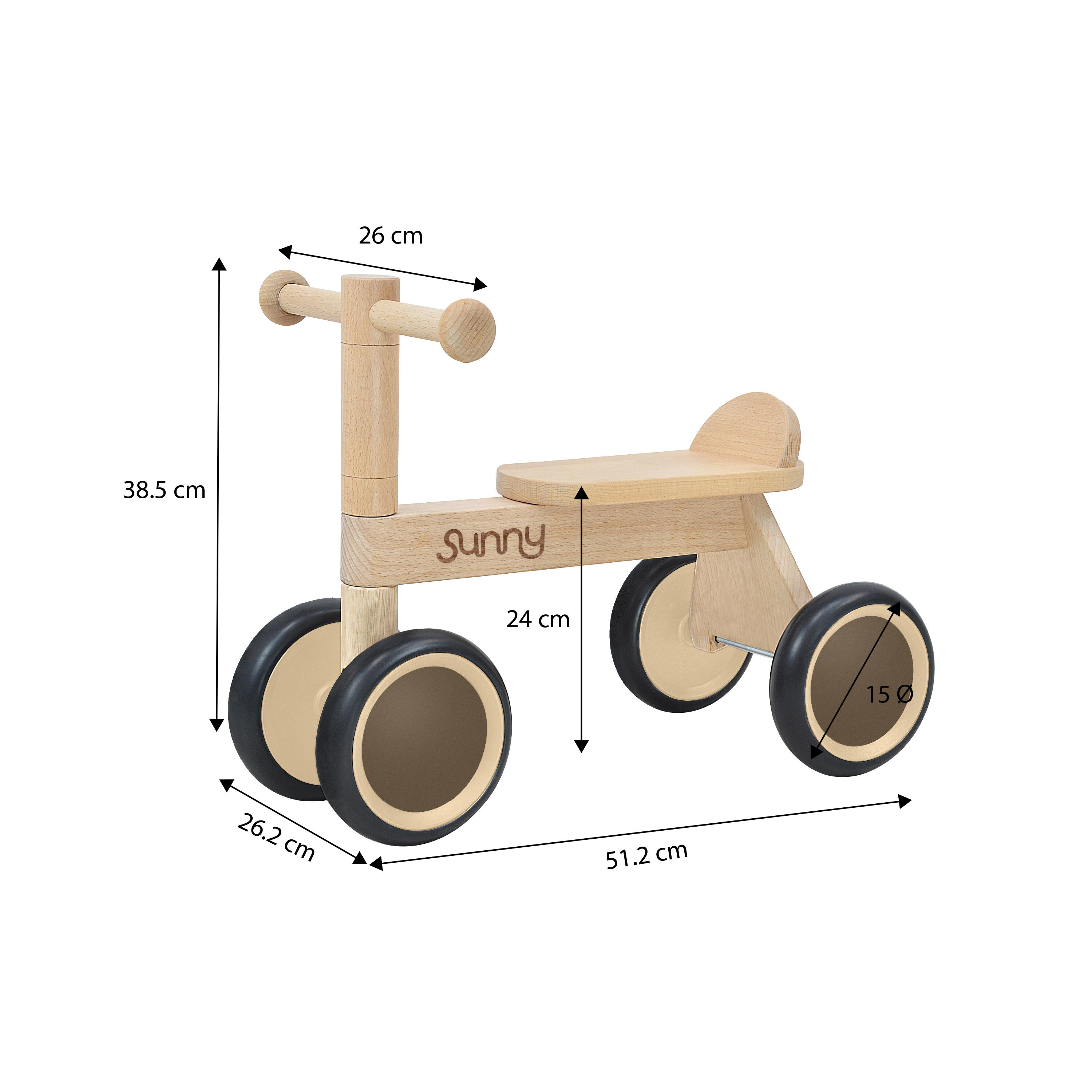 Bicicletta senza pedali in legno, Mini Walker, 4 ruote - da 1,5 a 3 anni 3/5
