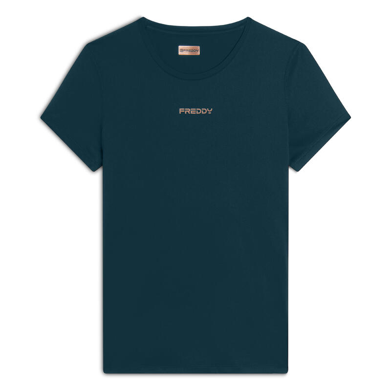 T-shirt de sport en tissu technique avec logo couleur bronze