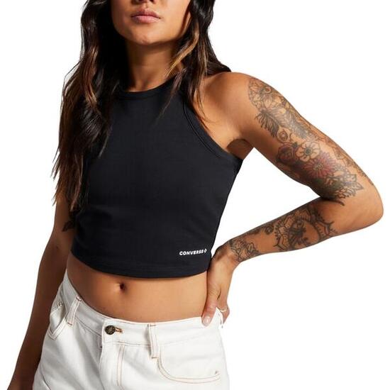 Camisetas Mujer Converse High Neck Knit Tank Top Blanco