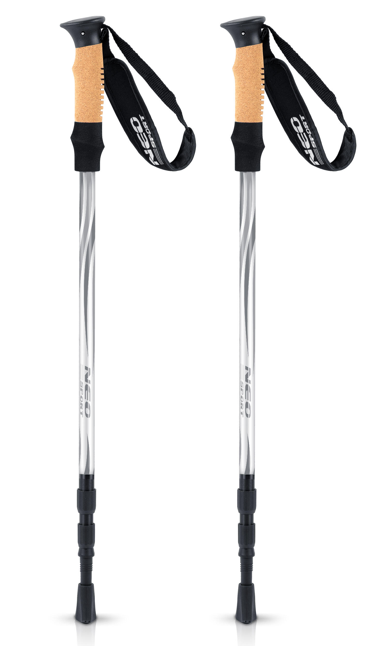 2 Stk. Wanderstöcke Nordic Walking Teleskop Antischock Trekking verstellbar Kork 2/7