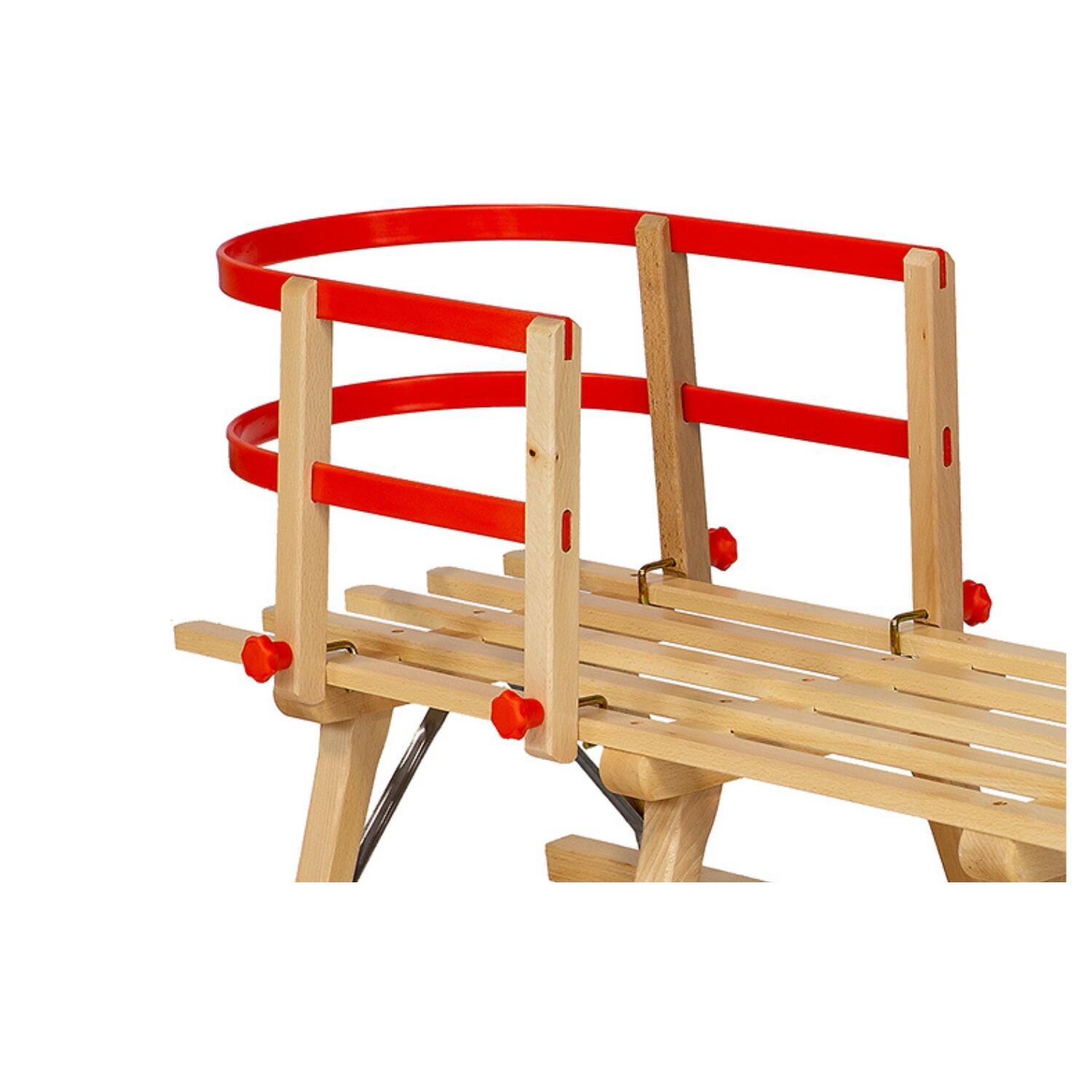 Zestaw sanki drewniane AD323 D110 + AD303 oparcie czerwone + AD300 sznurek 5/7
