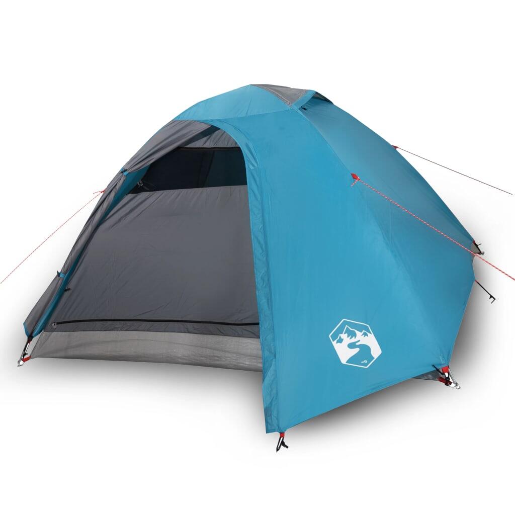 Tenda de campismo cúpula para 4 pessoas impermeável azul