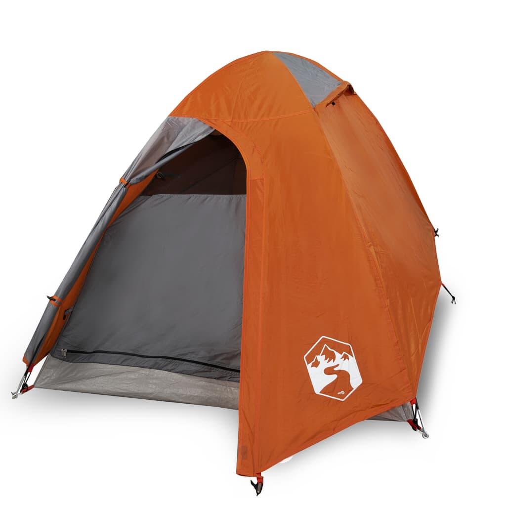 Tenda de campismo cúpula p/ 2 pessoas impermeável cinza/laranja