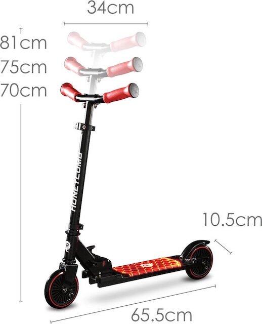 Qplay Honeycomb Patinete Infantil - LED Luminoso - hasta 50 kg - Aluminio - Rojo 4/6