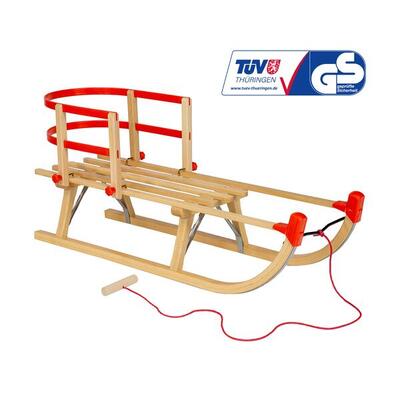 Zestaw sanki drewniane AD324 D90 + AD303 oparcie czerwone + AD300 sznurek