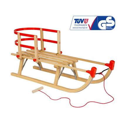 Zestaw sanki drewniane AD324 D90 + AD303 oparcie czerwone + AD300 sznurek