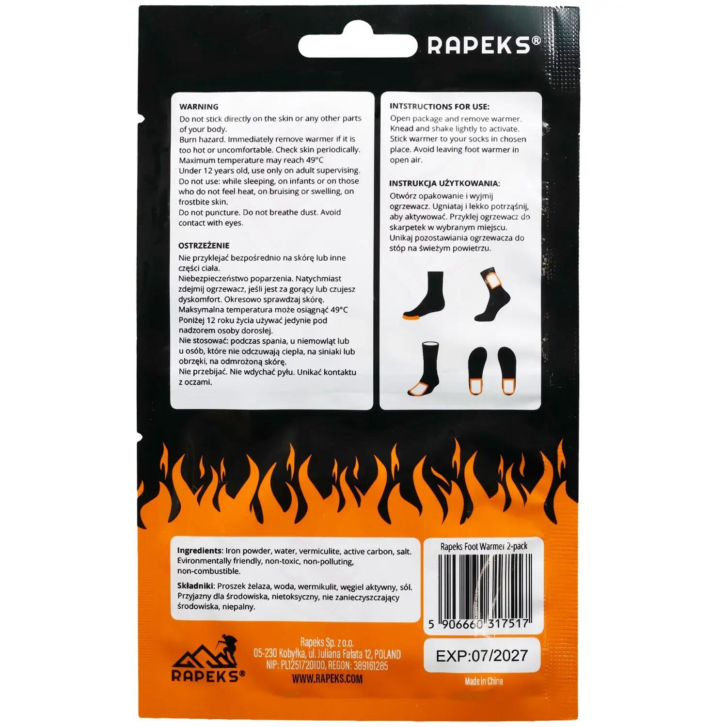 Ogrzewacze do stóp i nóg Rapeks Foot Warmers 20 sztuk 7/7