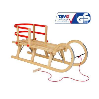 Zestaw sanki drewniane AD323 D110 + AD303 oparcie czerwone + AD300 sznurek