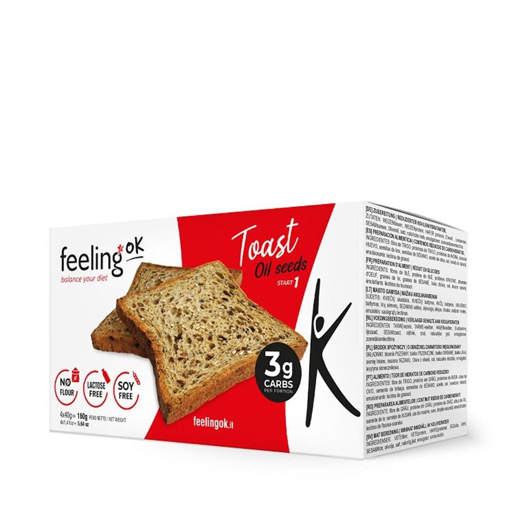 FEELING OK Eiwitbrood - Geroosterde Eiwittoast (4x40g) - Sesam