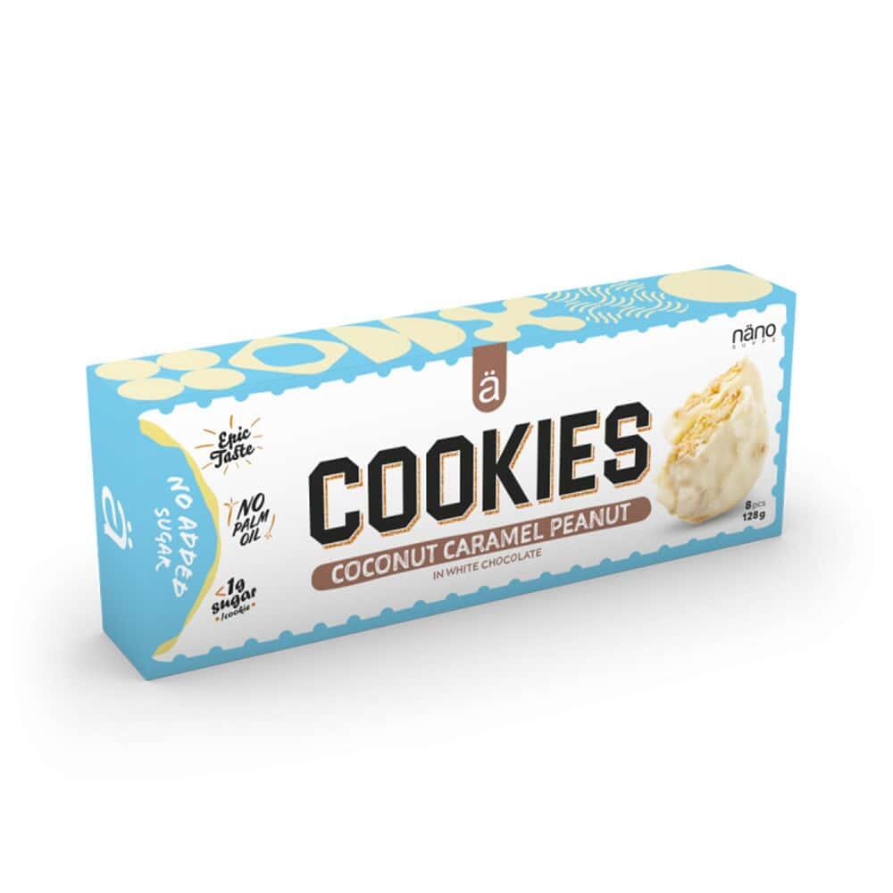 NANO SUPPS Proteïne Koekjes - Blik Proteïnekoekjes (8x16g) - Kokosnoot Karamel Pinda