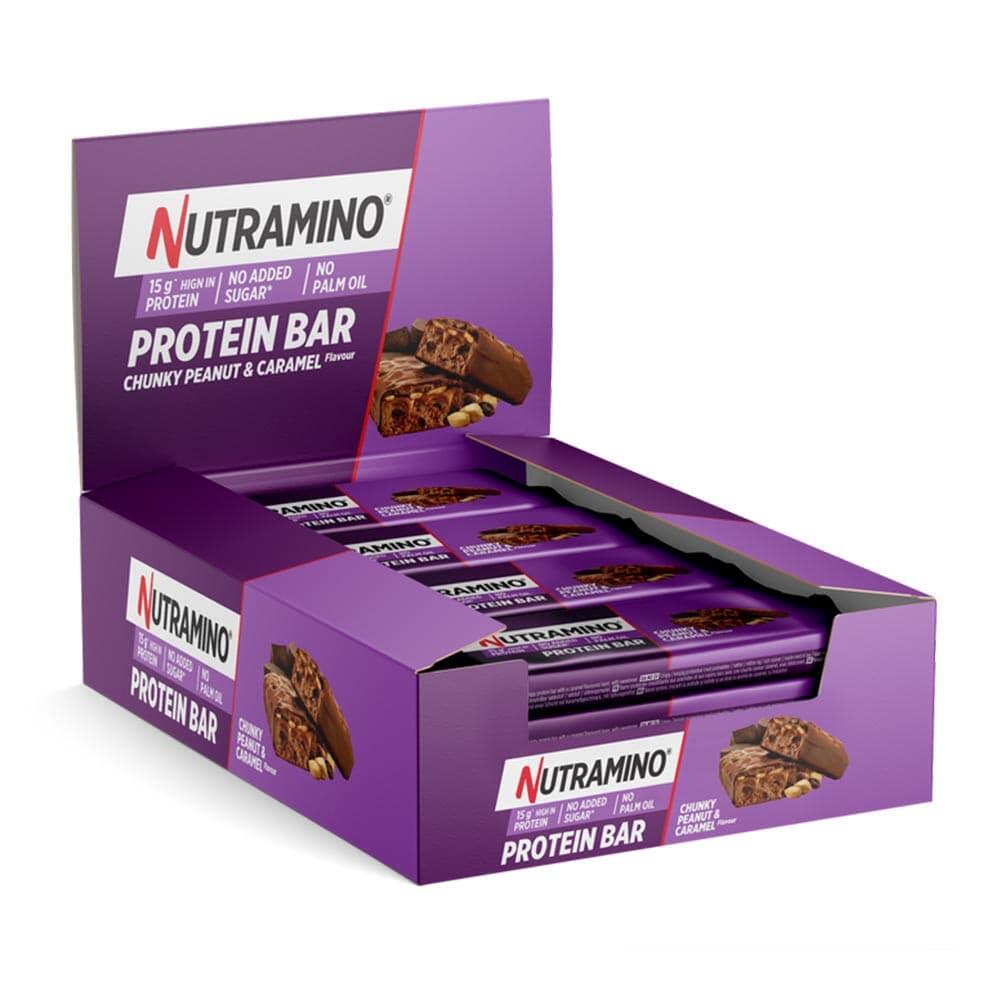 NUTRAMINO Eiwitrepen - Blik Eiwitreep (12x55g) - Chocolade Karamel Pinda