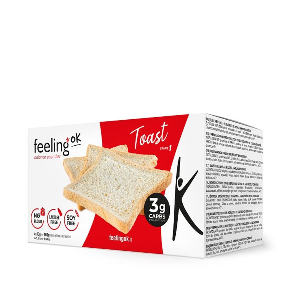 FEELING OK Eiwitbrood - Geroosterde Eiwittoast (4x40g) - Natuur