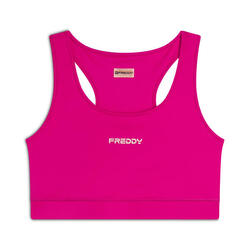 Brassière de sport en tissu technique avec logo couleur bronze