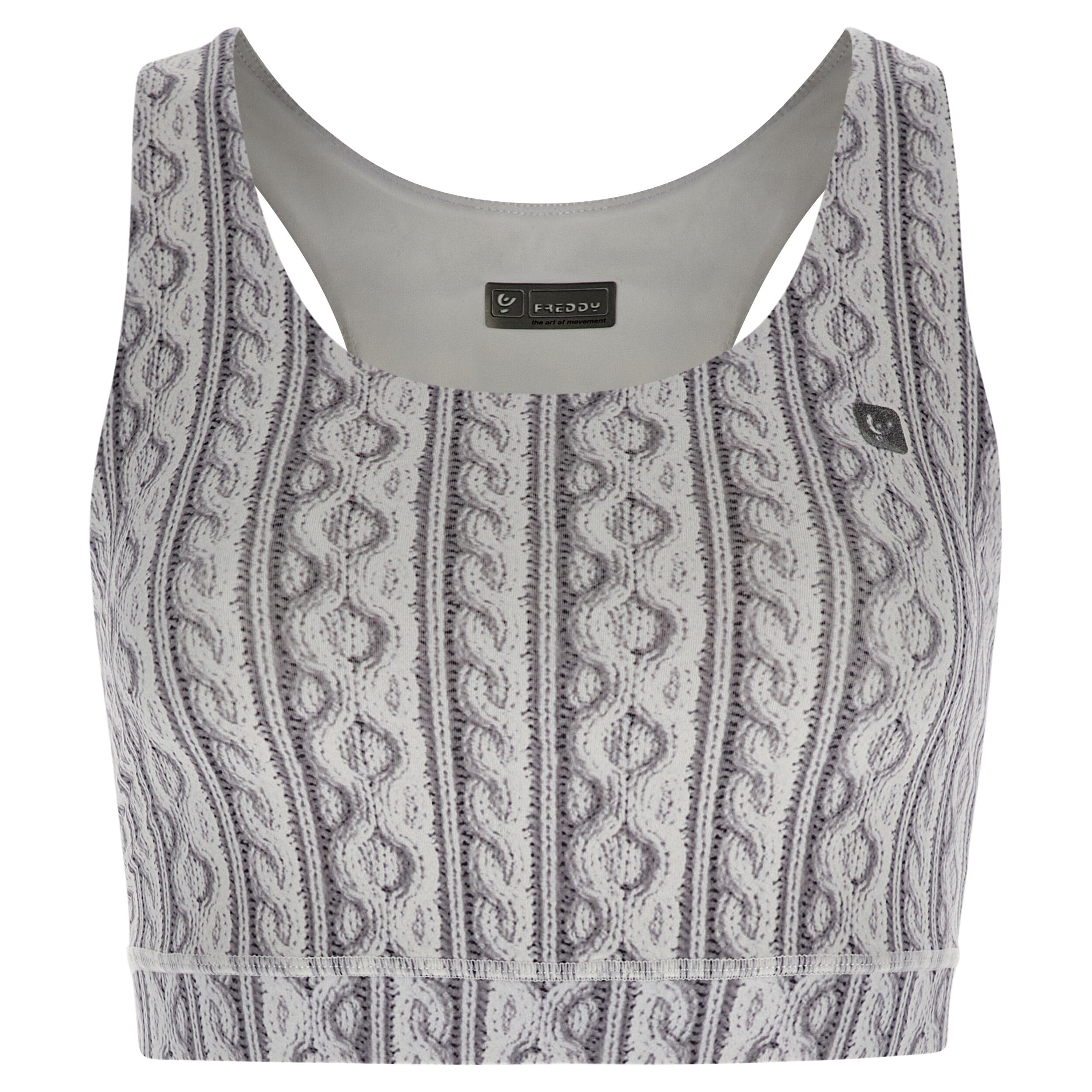 Reggiseno sportivo con stampa fotografica effetto tricot 1/5