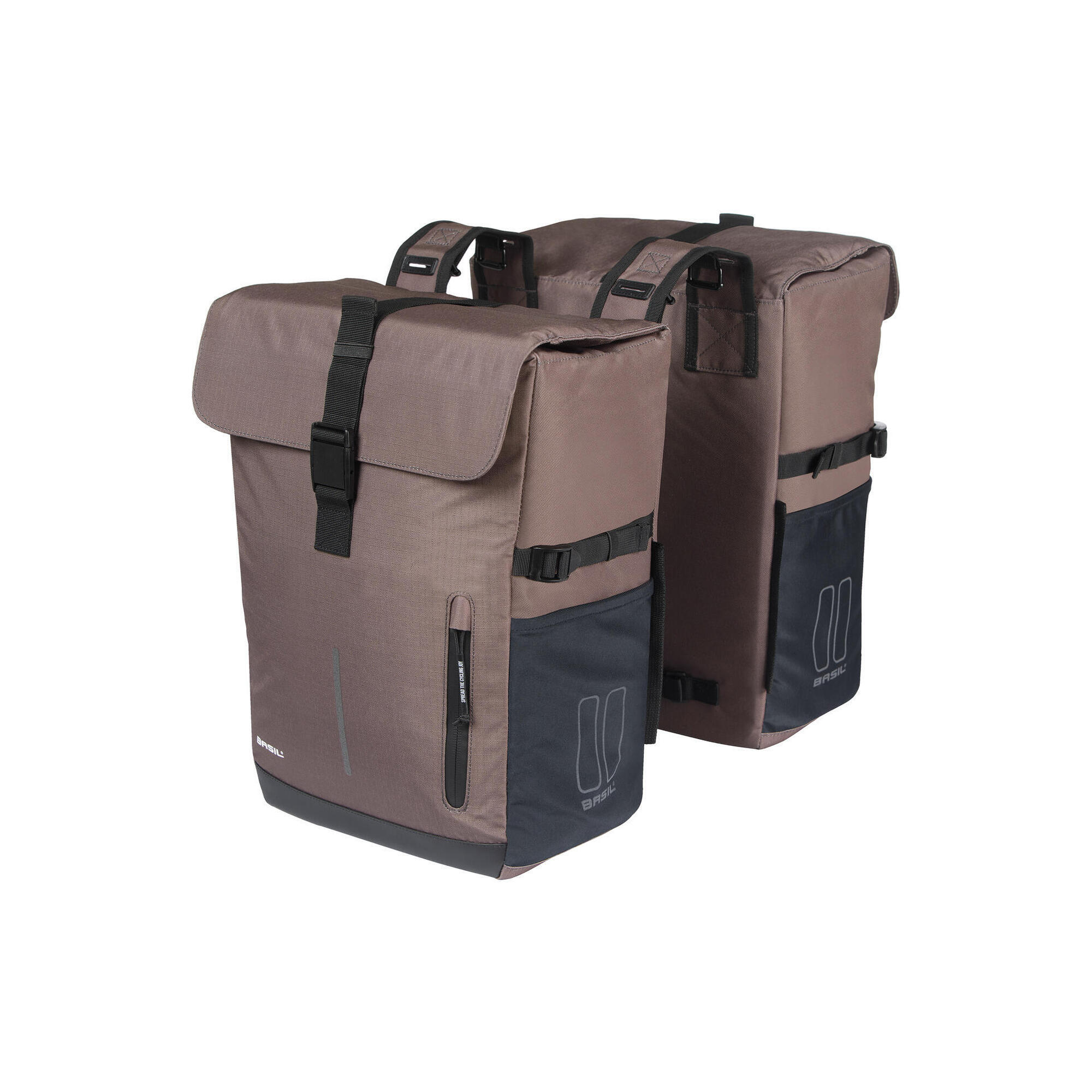 Basil - Sac À Dos Double Move, Marron - Sacoche Vélo - Marron|noir - Decathlon