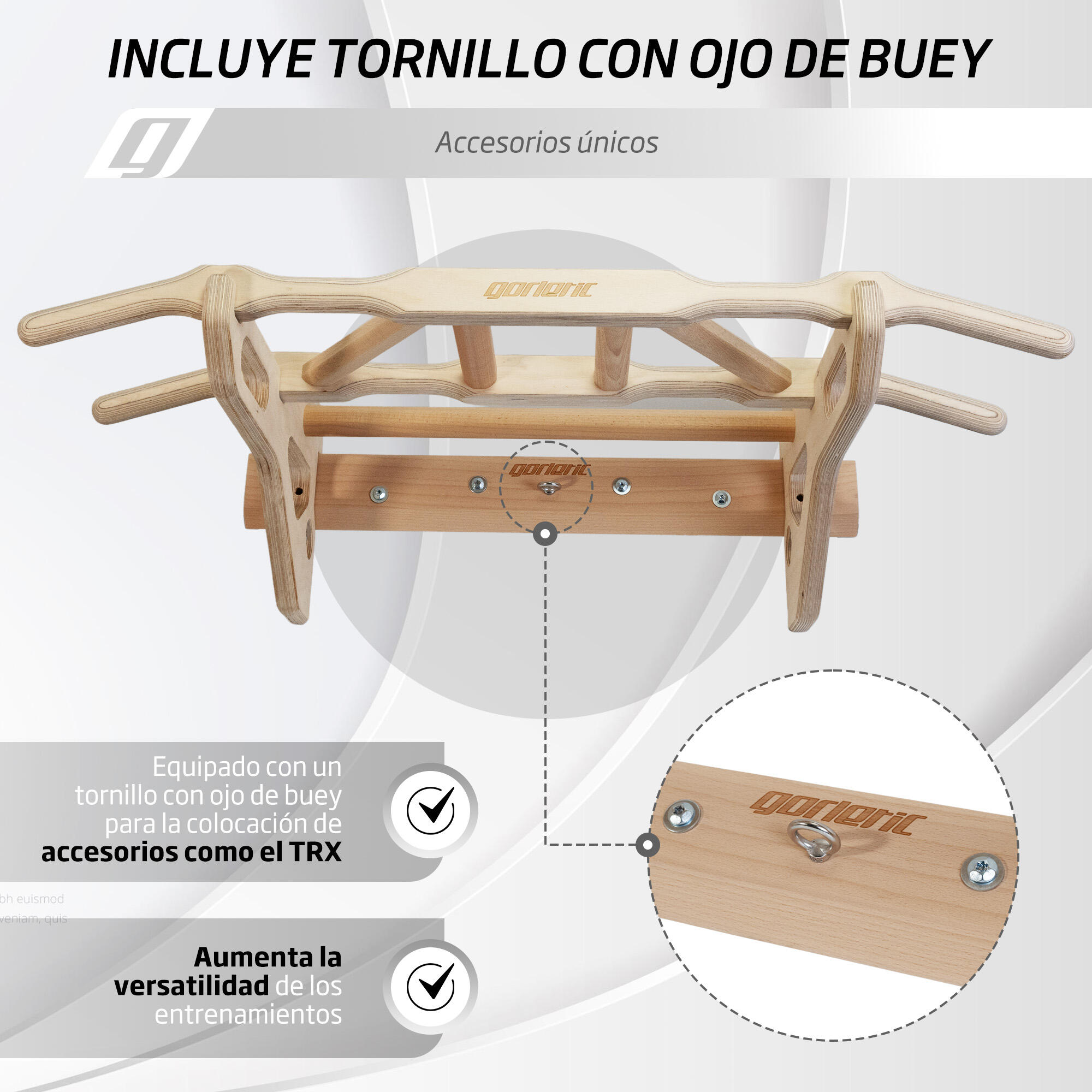 Barra de dominadas, agarres múltiples, hasta 140kg, desmontable de la pared 4/7