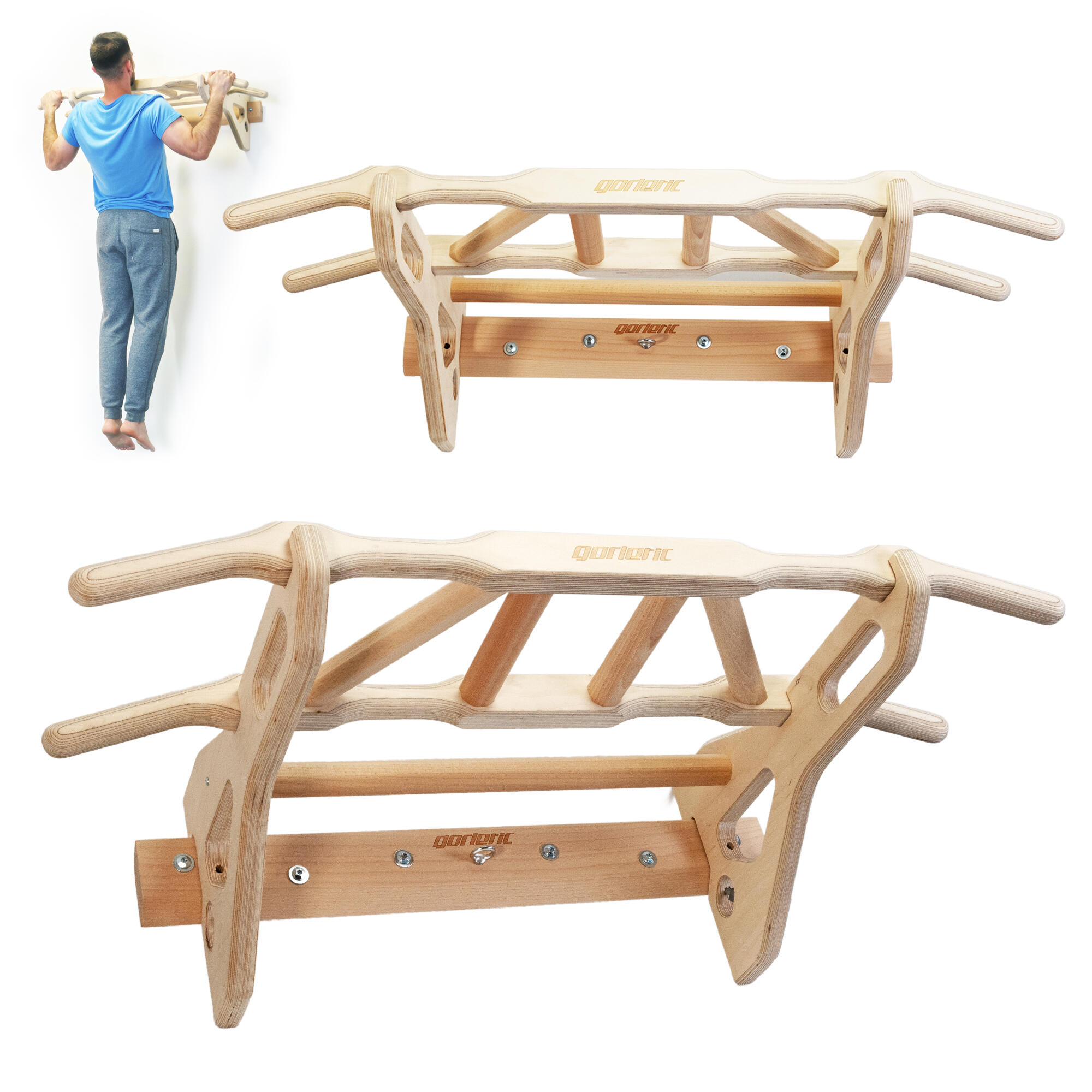 GORLETIC Barra de dominadas, agarres múltiples, hasta 140kg, desmontable de la pared