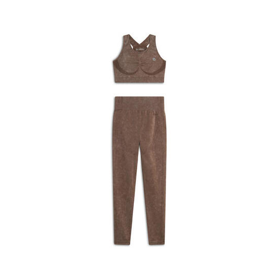 Completo top e leggings vita alta seamless ice wash