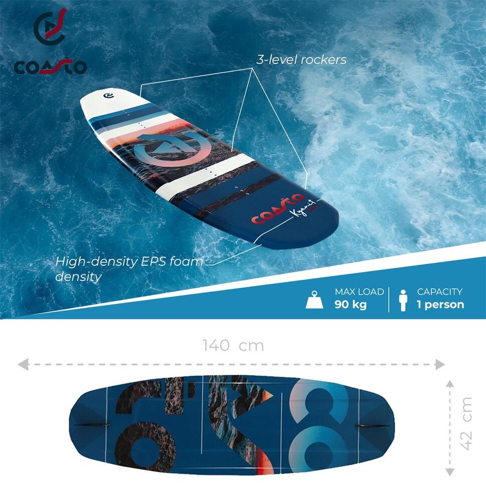 Wakeboard - Kyanit 140 - 140 cm - 2 płetwy - dla początkujących i zaawansowanych