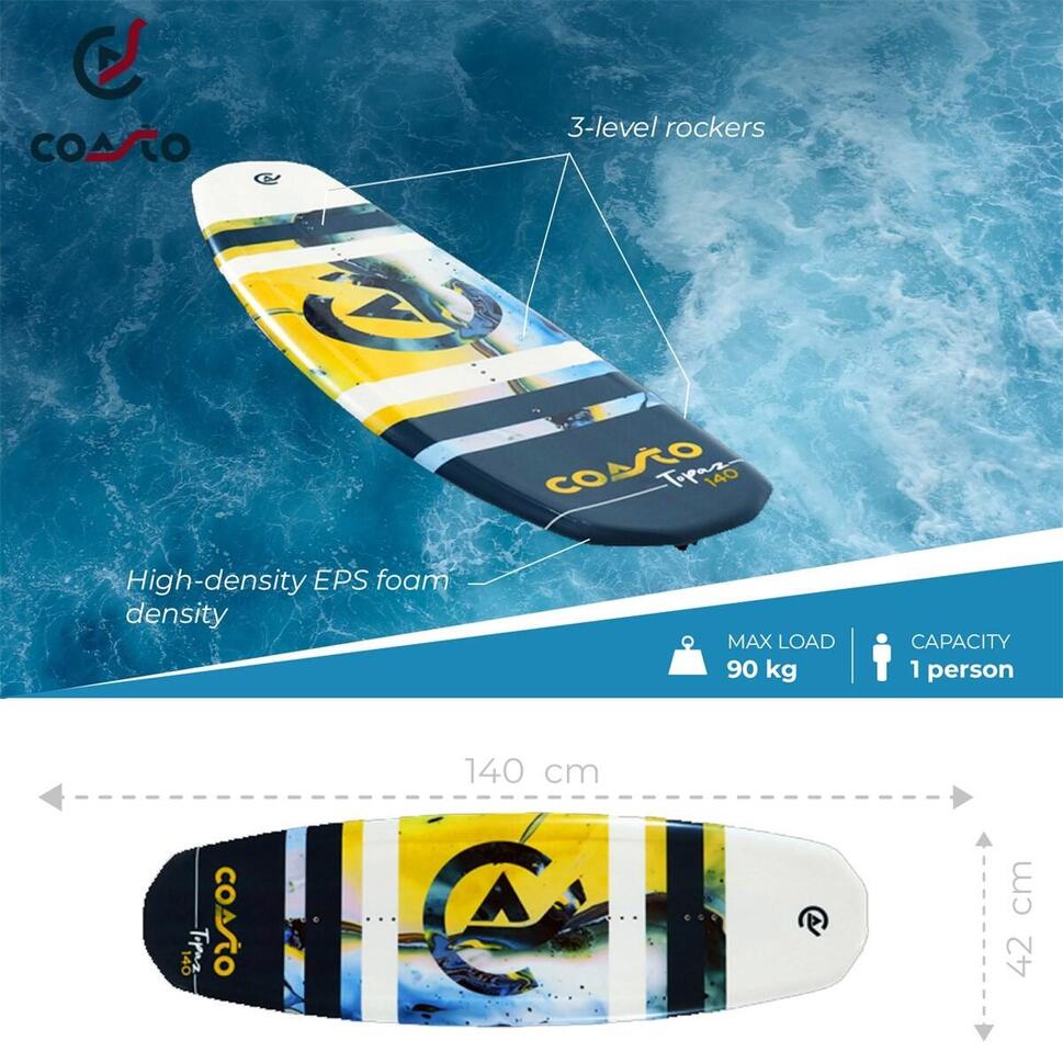 Wakeboard - Topaz 140 - 140 cm - 2 płetwy - dla początkujących i zaawansowanych