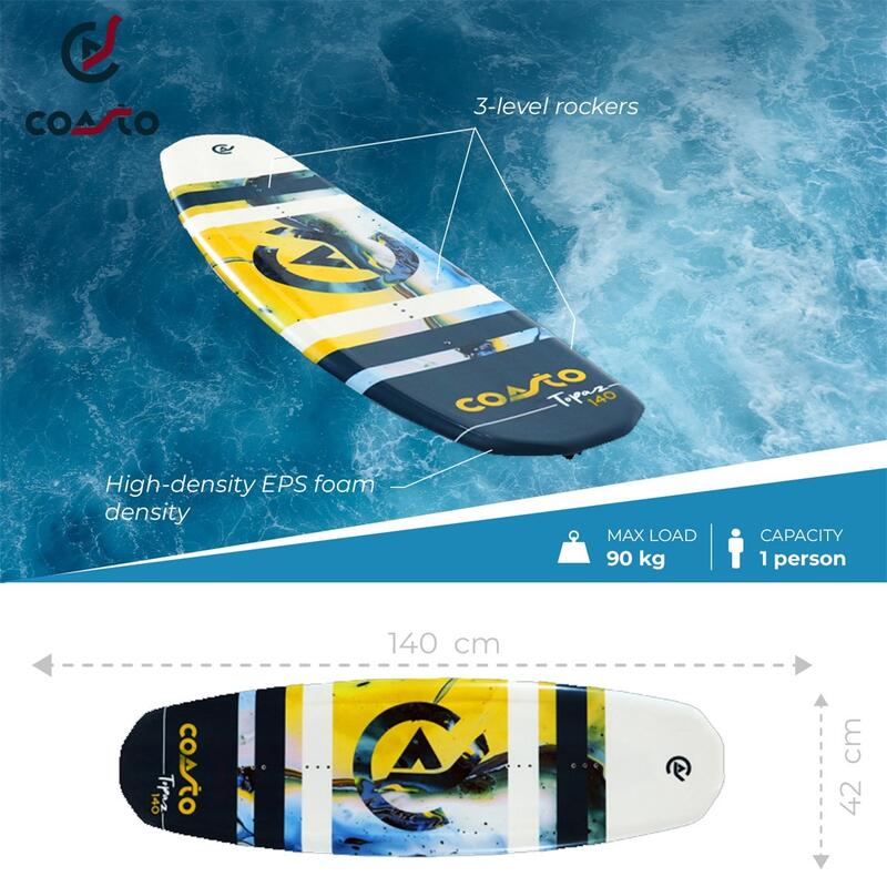 Wakeboard Topaz 140 hibrid/polyvalent 140cm - Până la 90kg / 3 nivele